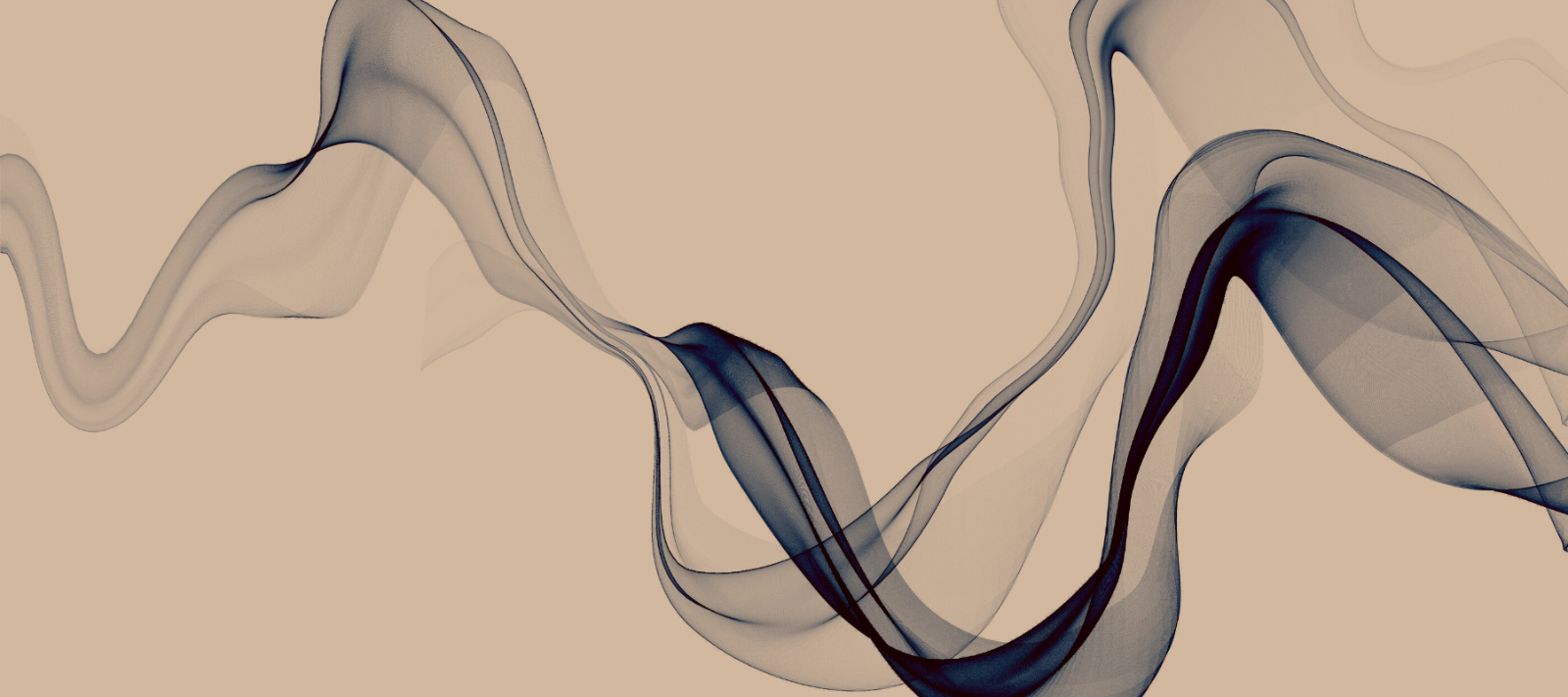 Dark smokey waves flowing across tan background.